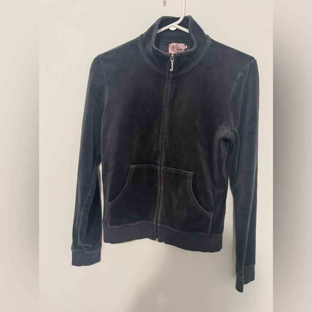 Juicy Couture dark grey  Velvet Zip-Up Track Jacket